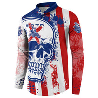 Moto X Skull Graphic Button Sweatshirt with Red White Blue Splatter and Custom Number Design - Wonder Print Shop