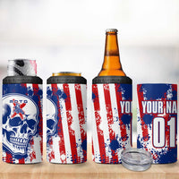 Moto X Skull Graphic 4 in 1 Can Cooler Tumbler with Red White Blue Splatter and Custom Number Design - Wonder Print Shop