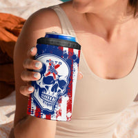 Moto X Skull Graphic 4 in 1 Can Cooler Tumbler with Red White Blue Splatter and Custom Number Design - Wonder Print Shop