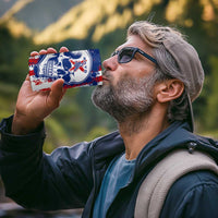 Moto X Skull Graphic 4 in 1 Can Cooler Tumbler with Red White Blue Splatter and Custom Number Design - Wonder Print Shop