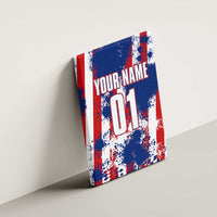 Moto X Skull Graphic Canvas Wall Art with Red White Blue Splatter and Custom Number Design - Wonder Print Shop