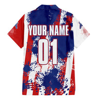 Moto X Skull Graphic Family Matching Mermaid Dress and Hawaiian Shirt with Red White Blue Splatter and Custom Number Design - Wonder Print Shop