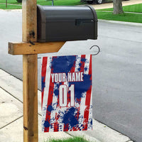 Moto X Skull Graphic Garden Flag with Red White Blue Splatter and Custom Number Design - Wonder Print Shop