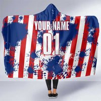 Moto X Skull Graphic Hooded Blanket with Red White Blue Splatter and Custom Number Design - Wonder Print Shop