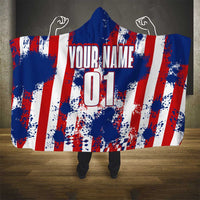 Moto X Skull Graphic Hooded Blanket with Red White Blue Splatter and Custom Number Design - Wonder Print Shop