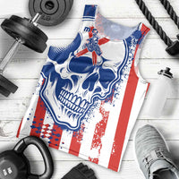 Moto X Skull Graphic Men Tank Top with Red White Blue Splatter and Custom Number Design - Wonder Print Shop