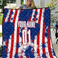 Moto X Skull Graphic Quilt with Red White Blue Splatter and Custom Number Design - Wonder Print Shop