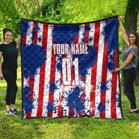 Moto X Skull Graphic Quilt with Red White Blue Splatter and Custom Number Design - Wonder Print Shop