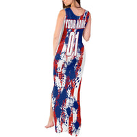 Moto X Skull Graphic Tank Maxi Dress with Red White Blue Splatter and Custom Number Design - Wonder Print Shop