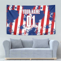 Moto X Skull Graphic Tapestry with Red White Blue Splatter and Custom Number Design - Wonder Print Shop