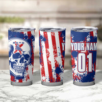 Moto X Skull Graphic Tumbler Cup with Red White Blue Splatter and Custom Number Design - Wonder Print Shop