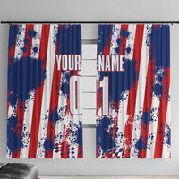 Moto X Skull Graphic Window Curtain with Red White Blue Splatter and Custom Number Design - Wonder Print Shop