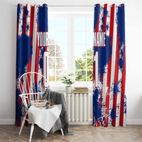 Moto X Skull Graphic Window Curtain with Red White Blue Splatter and Custom Number Design - Wonder Print Shop