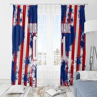 Moto X Skull Graphic Window Curtain with Red White Blue Splatter and Custom Number Design - Wonder Print Shop