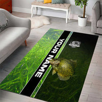 Crappie Fish Green Underwater Graphic Area Rug with Custom Name and Fishing Logo Design - Wonder Print Shop