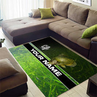 Crappie Fish Green Underwater Graphic Area Rug with Custom Name and Fishing Logo Design - Wonder Print Shop