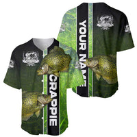 Crappie Fish Green Underwater Graphic Baseball Jersey with Custom Name and Fishing Logo Design - Wonder Print Shop