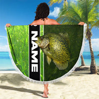 Crappie Fish Green Underwater Graphic Beach Blanket with Custom Name and Fishing Logo Design - Wonder Print Shop