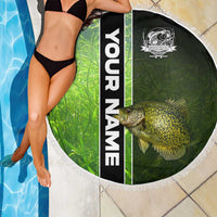 Crappie Fish Green Underwater Graphic Beach Blanket with Custom Name and Fishing Logo Design - Wonder Print Shop