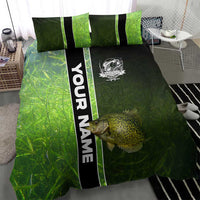 Crappie Fish Green Underwater Graphic Bedding Set with Custom Name and Fishing Logo Design - Wonder Print Shop