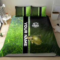 Crappie Fish Green Underwater Graphic Bedding Set with Custom Name and Fishing Logo Design - Wonder Print Shop