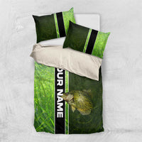 Crappie Fish Green Underwater Graphic Bedding Set with Custom Name and Fishing Logo Design - Wonder Print Shop