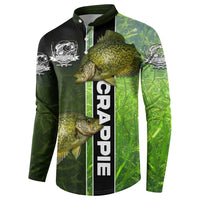 Crappie Fish Green Underwater Graphic Button Sweatshirt with Custom Name and Fishing Logo Design - Wonder Print Shop