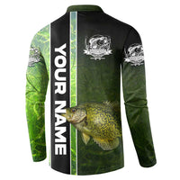 Crappie Fish Green Underwater Graphic Button Sweatshirt with Custom Name and Fishing Logo Design - Wonder Print Shop