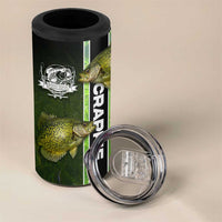 Crappie Fish Green Underwater Graphic 4 in 1 Can Cooler Tumbler with Custom Name and Fishing Logo Design - Wonder Print Shop