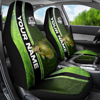 Crappie Fish Green Underwater Graphic Car Seat Cover with Custom Name and Fishing Logo Design - Wonder Print Shop