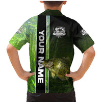 Crappie Fish Green Underwater Graphic Family Matching Mermaid Dress and Hawaiian Shirt with Custom Name and Fishing Logo Design - Wonder Print Shop