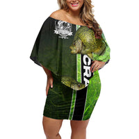 Crappie Fish Green Underwater Graphic Family Matching Off Shoulder Short Dress and Hawaiian Shirt with Custom Name and Fishing Logo Design - Wonder Print Shop