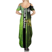 Crappie Fish Green Underwater Graphic Family Matching Summer Maxi Dress and Hawaiian Shirt with Custom Name and Fishing Logo Design - Wonder Print Shop