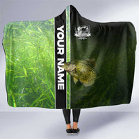 Crappie Fish Green Underwater Graphic Hooded Blanket with Custom Name and Fishing Logo Design - Wonder Print Shop