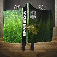 Crappie Fish Green Underwater Graphic Hooded Blanket with Custom Name and Fishing Logo Design - Wonder Print Shop