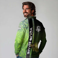 Crappie Fish Green Underwater Graphic Long Sleeve Polo Shirt with Custom Name and Fishing Logo Design - Wonder Print Shop