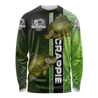 Crappie Fish Green Underwater Graphic Long Sleeve Shirt with Custom Name and Fishing Logo Design - Wonder Print Shop
