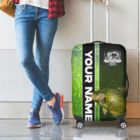 Crappie Fish Green Underwater Graphic Luggage Cover with Custom Name and Fishing Logo Design - Wonder Print Shop