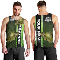 Crappie Fish Green Underwater Graphic Men Tank Top with Custom Name and Fishing Logo Design - Wonder Print Shop