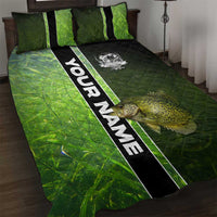 Crappie Fish Green Underwater Graphic Quilt Bed Set with Custom Name and Fishing Logo Design - Wonder Print Shop