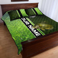 Crappie Fish Green Underwater Graphic Quilt Bed Set with Custom Name and Fishing Logo Design - Wonder Print Shop