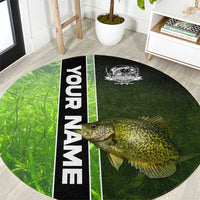 Crappie Fish Green Underwater Graphic Round Carpet with Custom Name and Fishing Logo Design - Wonder Print Shop