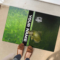 Crappie Fish Green Underwater Graphic Rubber Doormat with Custom Name and Fishing Logo Design - Wonder Print Shop