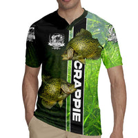 Crappie Fish Green Underwater Graphic Rugby Jersey with Custom Name and Fishing Logo Design - Wonder Print Shop