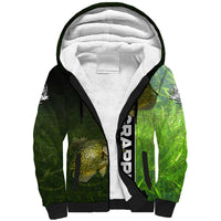 Crappie Fish Green Underwater Graphic Sherpa Hoodie with Custom Name and Fishing Logo Design - Wonder Print Shop