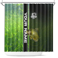 Crappie Fish Green Underwater Graphic Shower Curtain with Custom Name and Fishing Logo Design - Wonder Print Shop