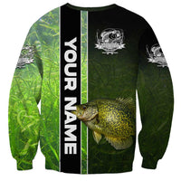Crappie Fish Green Underwater Graphic Sweatshirt with Custom Name and Fishing Logo Design - Wonder Print Shop