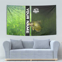 Crappie Fish Green Underwater Graphic Tapestry with Custom Name and Fishing Logo Design - Wonder Print Shop