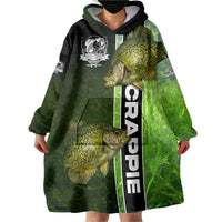 Crappie Fish Green Underwater Graphic Wearable Blanket Hoodie with Custom Name and Fishing Logo Design - Wonder Print Shop