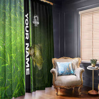 Crappie Fish Green Underwater Graphic Window Curtain with Custom Name and Fishing Logo Design - Wonder Print Shop